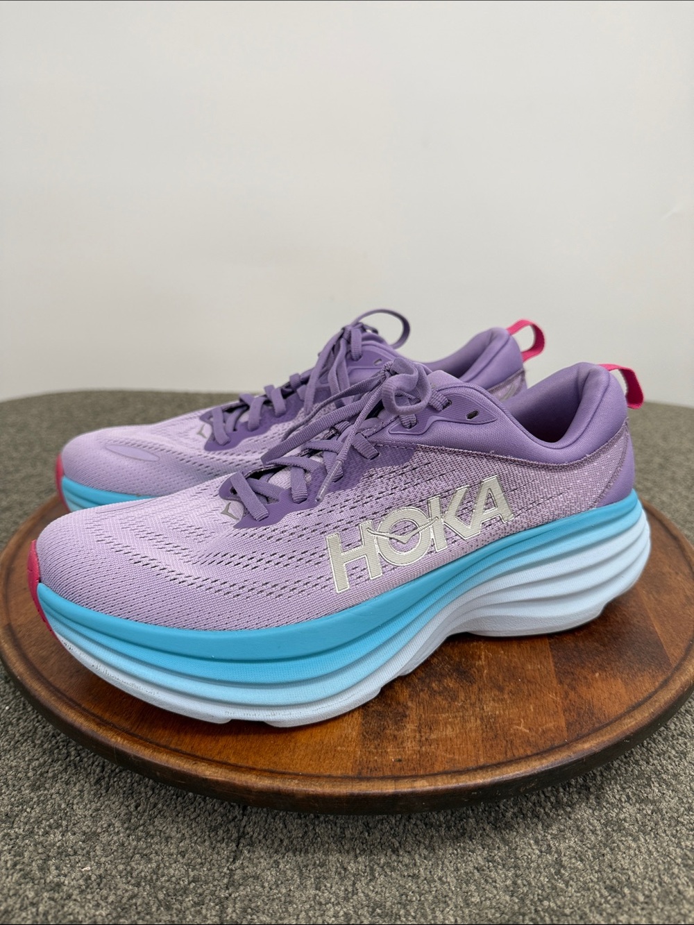 Hoka Shoes Wm 10B Bondi 8 Athletic Sneakers Purple Blue Pink Running Gym